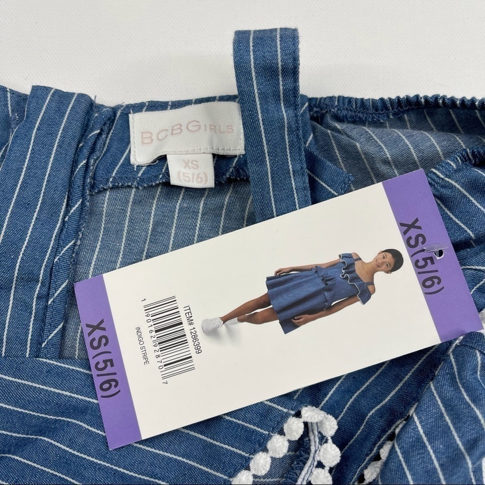 BCBGirls Dress Sleeveless Ruffle Striped Blue Summer Spring Dressy Cute New - Picture 16 of 16
